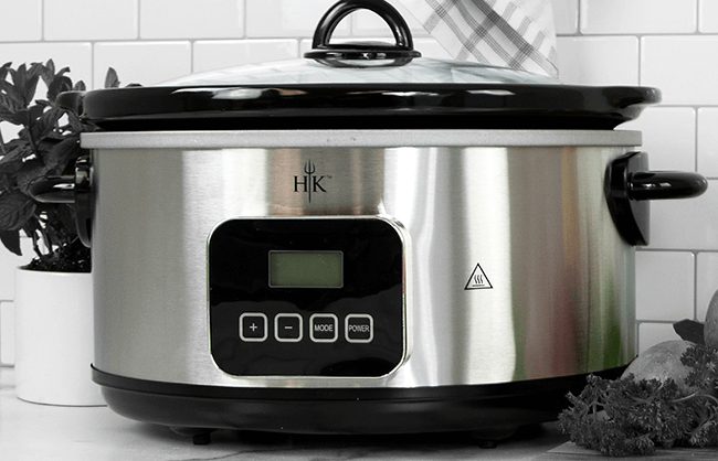 Lifestyle image of Hell's Kitchen slow cooker on a kitchen counter