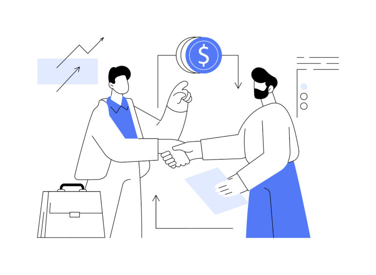 Business-to-business sales abstract concept vector illustration.