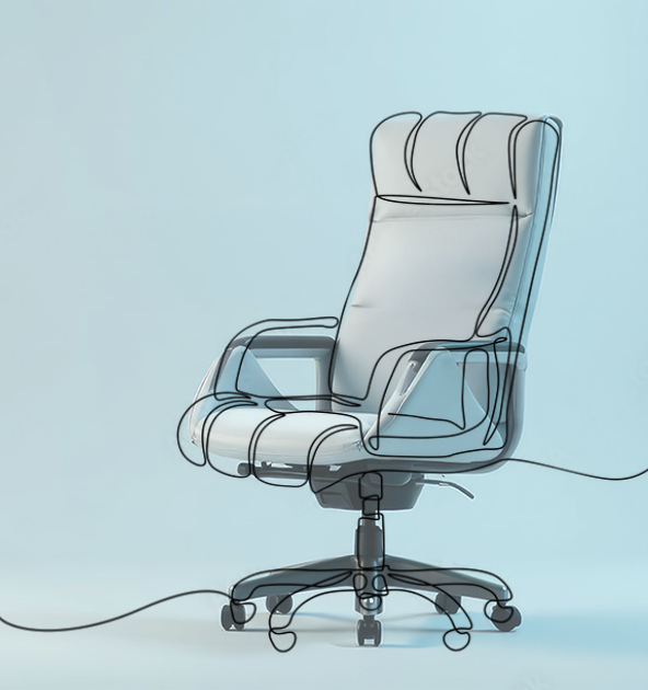 A drawing of a chair